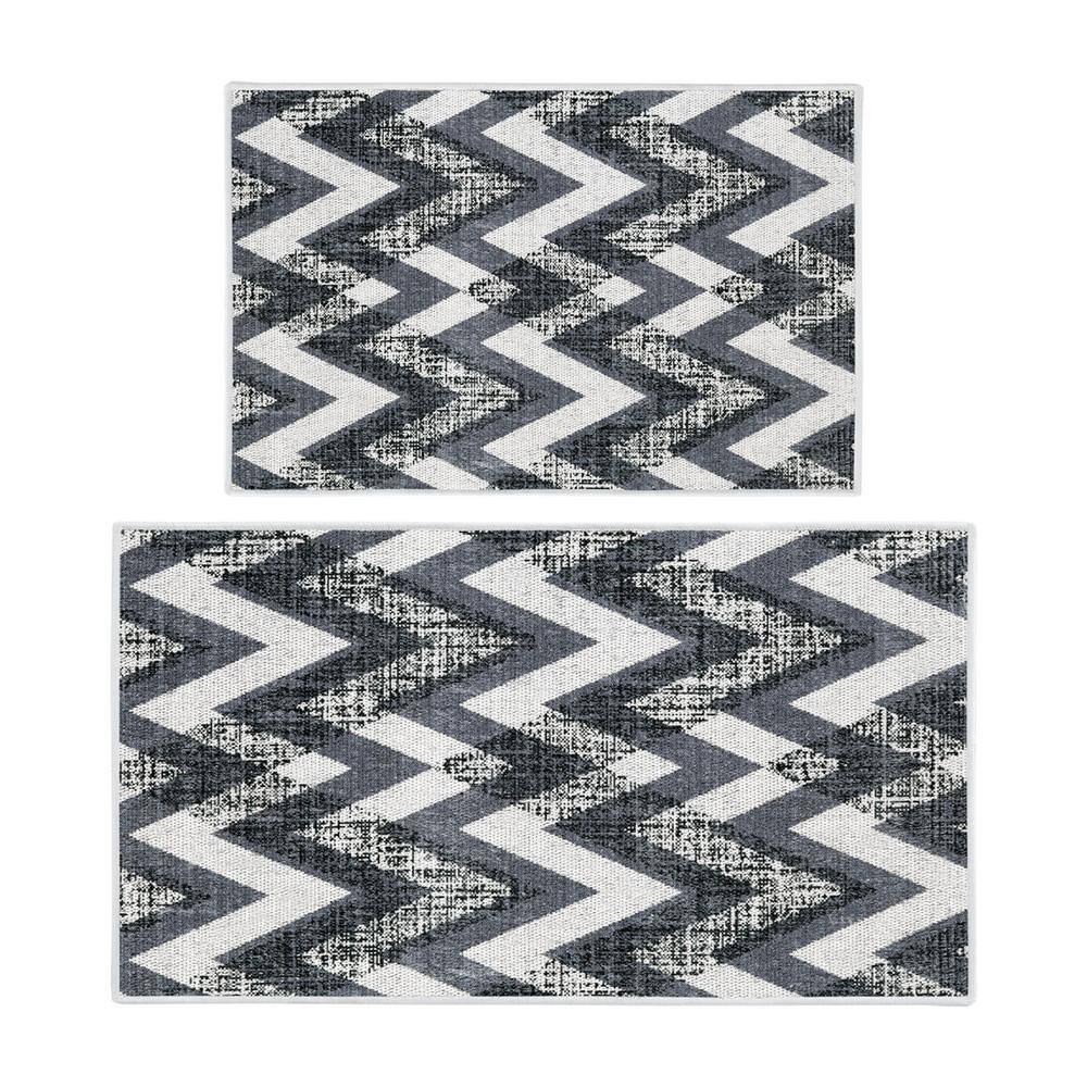 SUSSEXHOME Floral Gray 44 in. x 24 in. and 31.5 in. x 20 in. Non Skid,  Washable, Thin, Multipurpose Kitchen Rug Mat (Set of 2) KTC-SN-01-Set - The  Home Depot