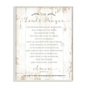 12 in. x 18 in. "The Lords Prayer Our Father Rustic Distressed White Wood Look Wall Plaque Art" by Jennifer Pugh