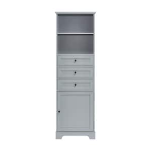 22 in. W x 10 in. D x 68.3 in. H Gray Tall Cabinet with Drawers and Adjustable Shelves for Bathroom Ready to Assemble