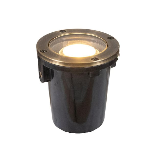 Bronze Hardwired Brass Open Waterproof Well Light with MR11 LED Bulb