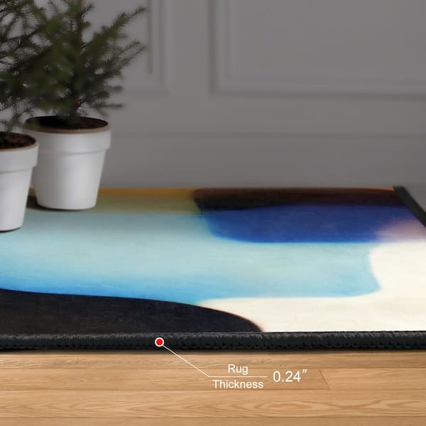 Interlocking V, 8'x10' Hand Washable Abstract Art Area Rug, power-loomed, 100% polyester, 2mm pile, non-slipping back.