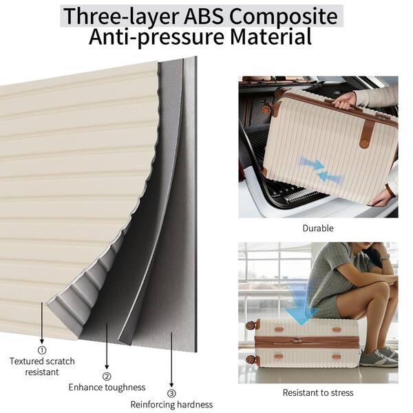 Polibi 16/20/24/28 in. 4-Piece Cream Luggage Set with ABS Hard