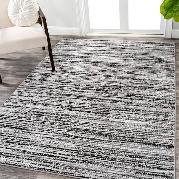 JONATHAN Y Loom Modern Strie' Black/Gray 3 ft. x 5 ft. Area Rug