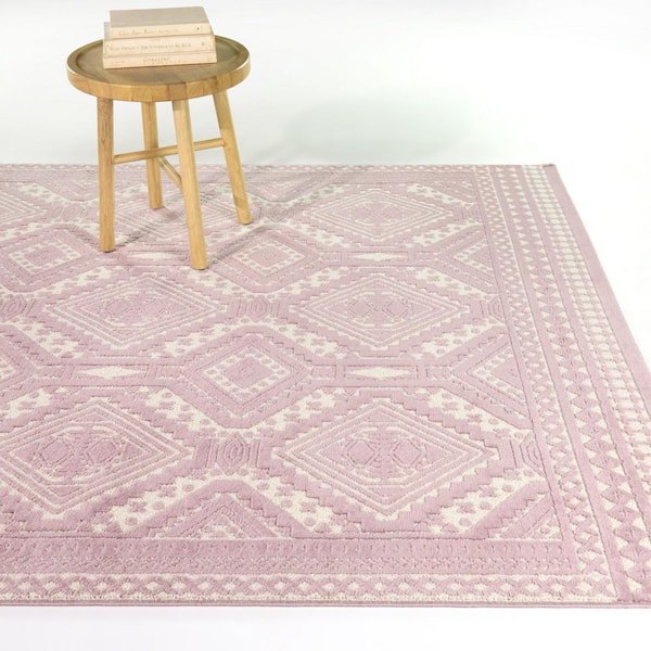 Enlow Lilac 7 ft. 10 in. x 10 ft. Geo Traditional Area Rug