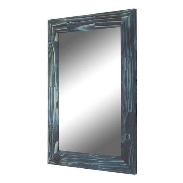 Hitchcock Butterfield Yosemite 43.5 in. x 55.5 in. Rustic Rectangle Framed Blue Decorative Mirror