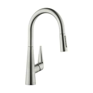 Talis S Single-Handle Pull-Down Sprayer Kitchen Faucet with QuickClean in Steel Optic