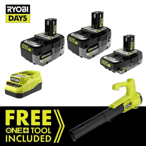 ONE+ 18V HIGH PERFORMANCE Kit w/ (2) 4.0 Ah Batteries, 2.0 Ah Battery, Charger, & FREE ONE+ 250 CFM Cordless Leaf Blower