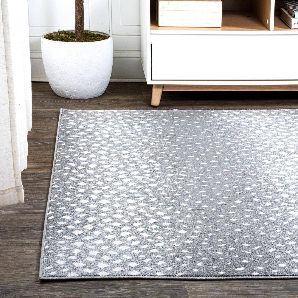 Modern Abstract Antelope 8' x 10' Gray Synthetic Area Rug