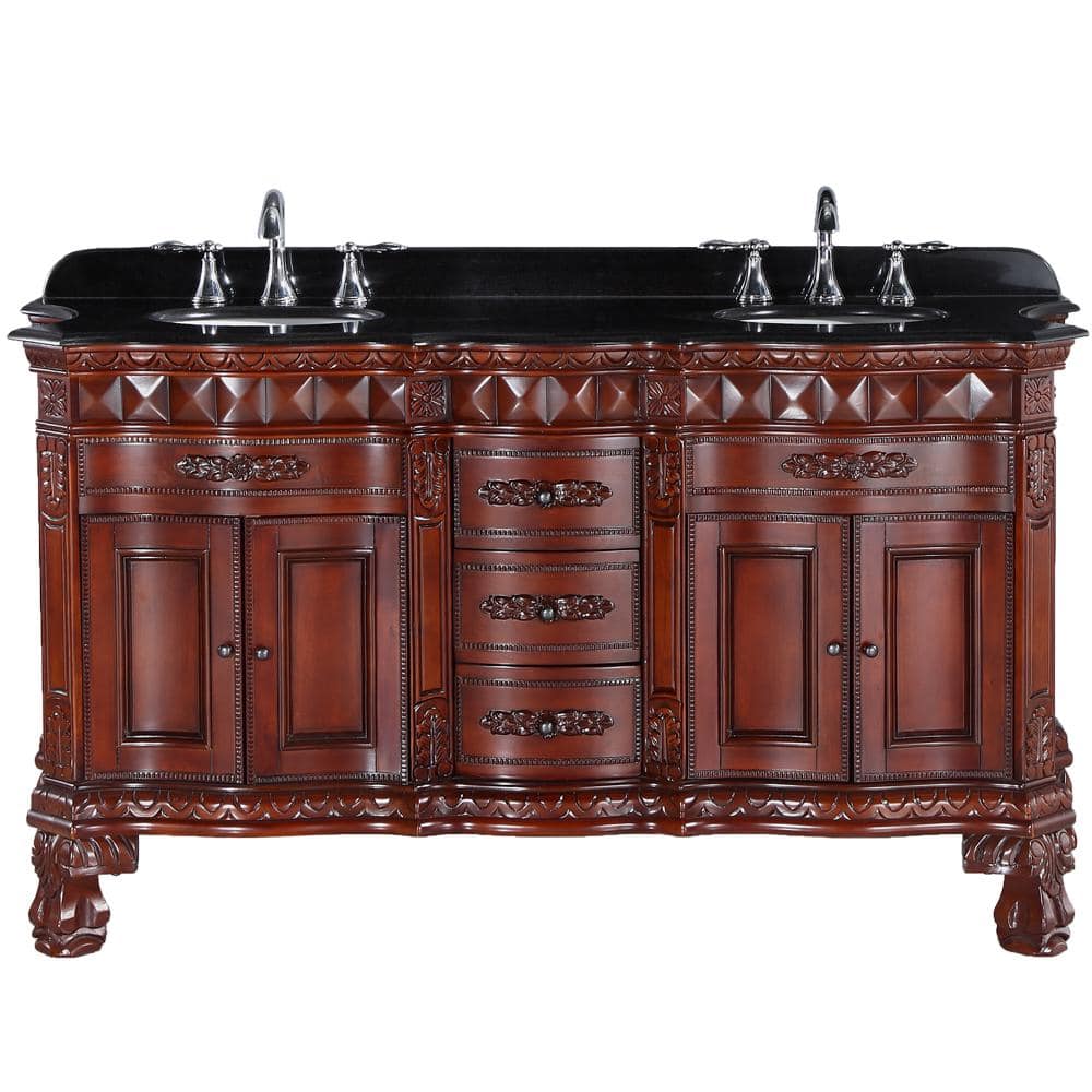 OVE Decors Buckingham 60 in. W x 20 in. D Vanity in Dark Cherry with ...