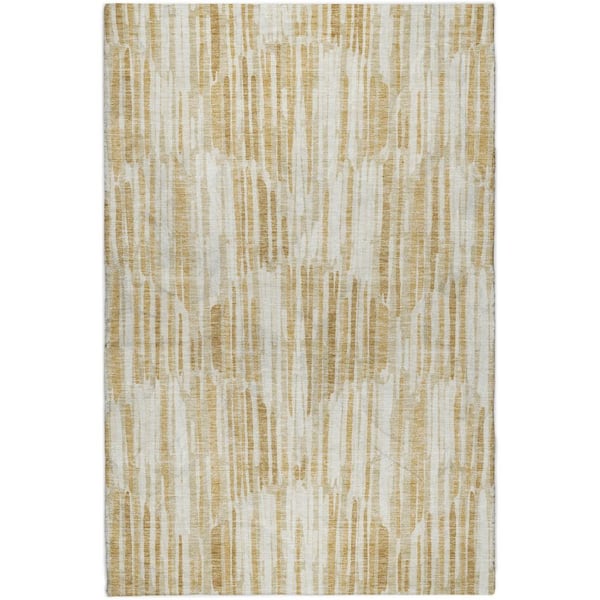 Dream Shag Premium Machine Washable Abstract ADS739 Gold 9 ft. x 12 ft. Area Rug
