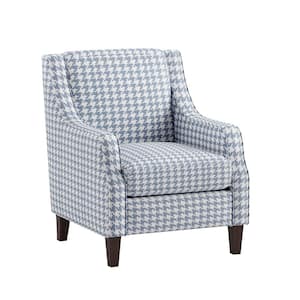 Bonne Blue Houndstooth Print Upholstery Accent Chair