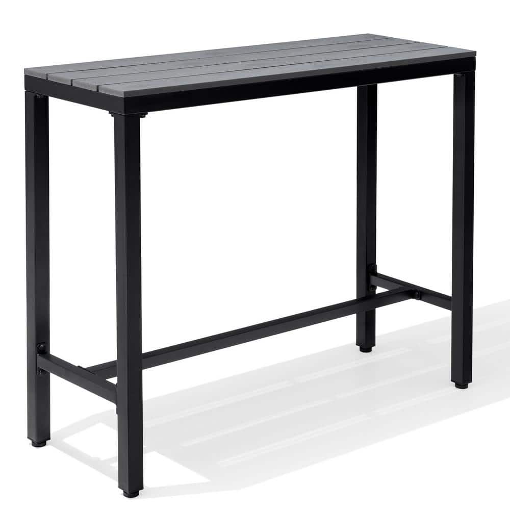 43 in. W x 15.7 in. D x 37 in. H Patio Metal Bar Height Dinning Table with Top in Gray price history on PriceWatchPro