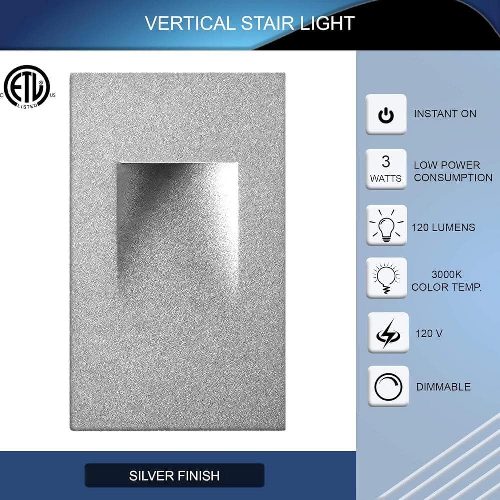 Silver Stainless Steel Dimmable LED Step Light