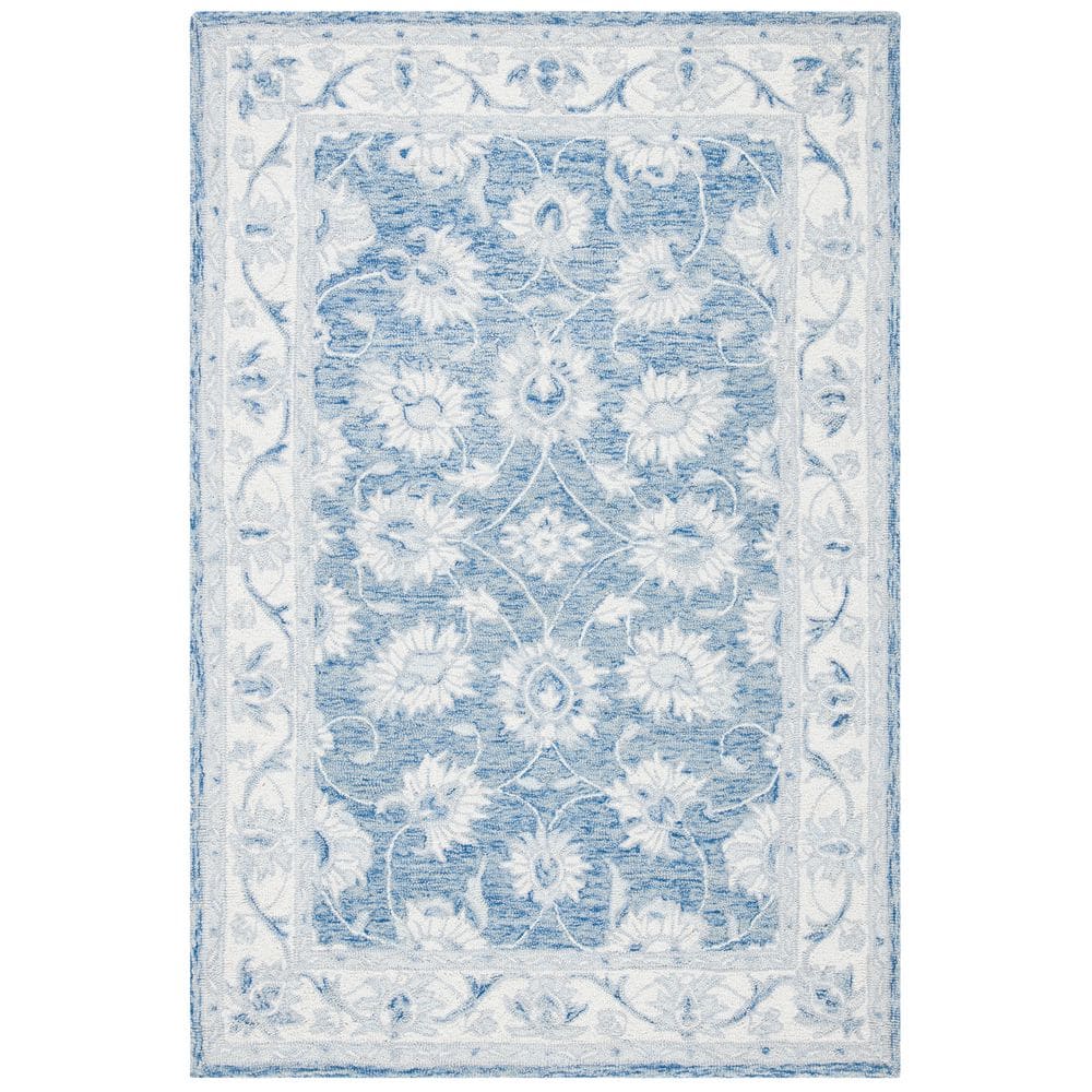Hand-Tufted Artisan Wool Blue Rectangular Rug - 2x3 Feet