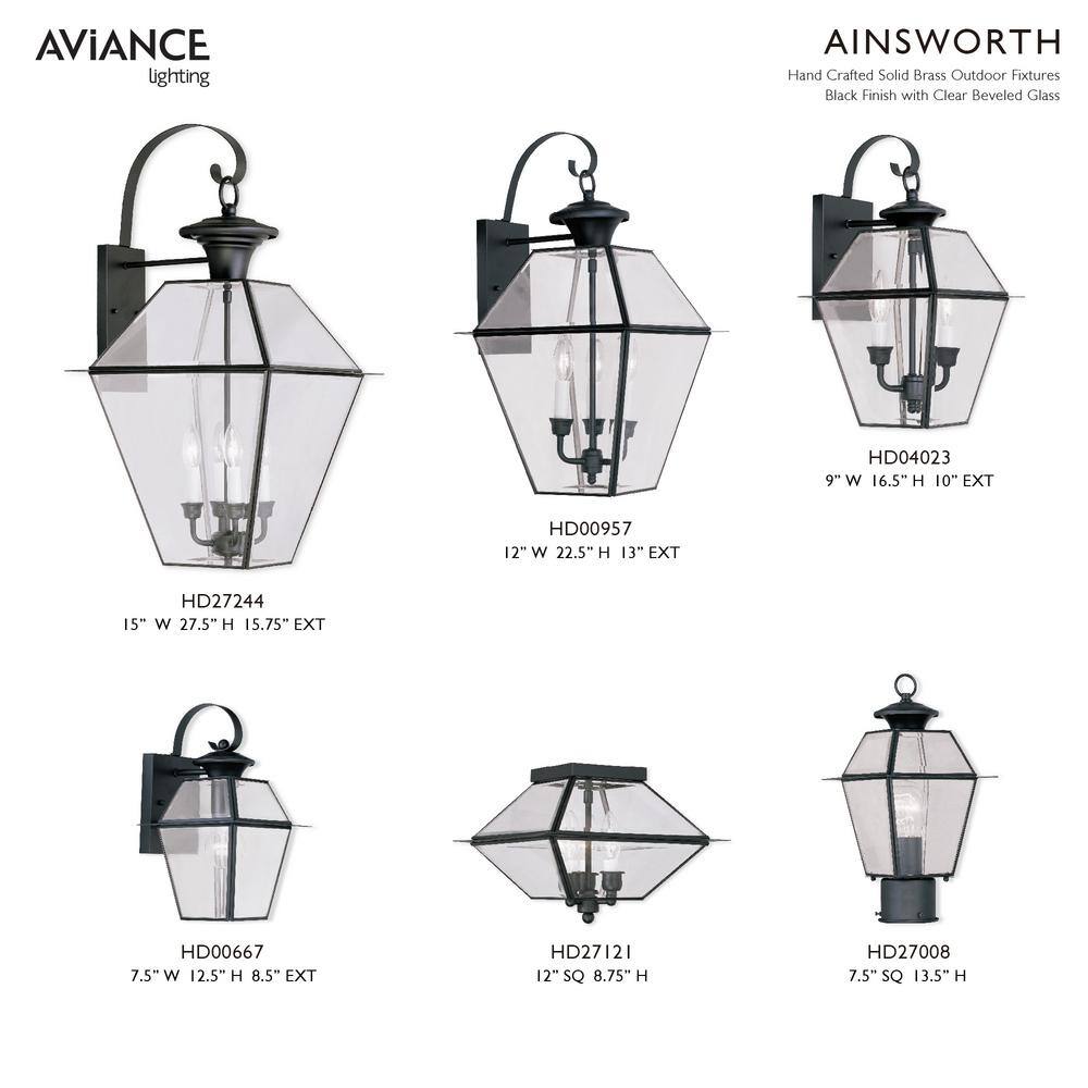 Charleston Elegance Black Brass Outdoor Lantern with Clear Beveled Glass