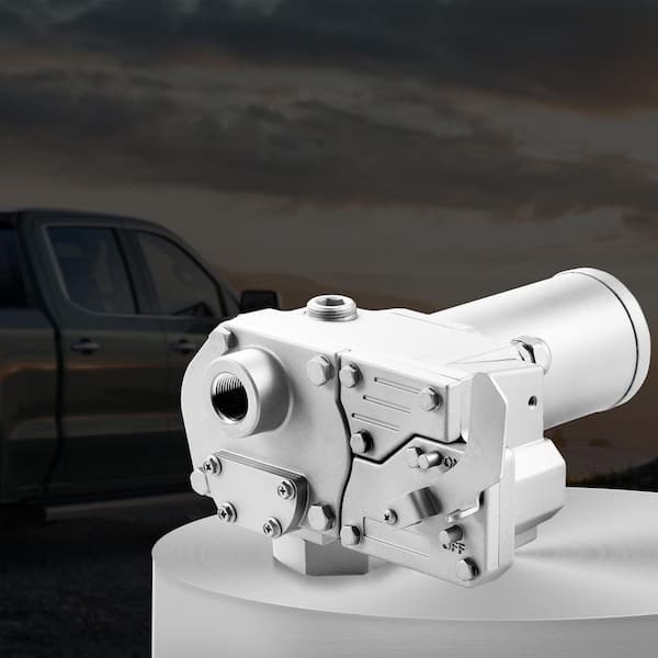 Fuel Transfer Pump, 12V DC 15 GPM 1/5 HP, Gear-Type Electric Diesel Transfer Pump with Auto Shut-Off Fuel Nozzle