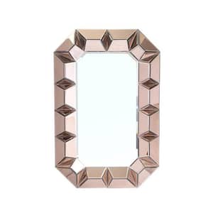 35.4 in. W x 23.6 in. H Rose Gold Geometric Frame Wall Mounted Accent Mirror Framed