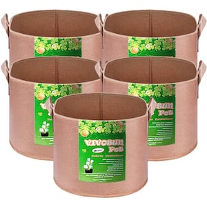 30 Gal. Brown Nonwoven Fabric Plant Grow Bags with Handles (5-Pack)