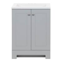24 in. W x 19 in. D x 33 in. H Single Sink Freestanding Bath Vanity in Pearl Gray with White Cultured Marble Top