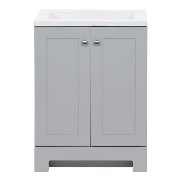25 in. Single Sink Pearl Gray Bath Vanity with White Cultured Marble Top (Assembled)