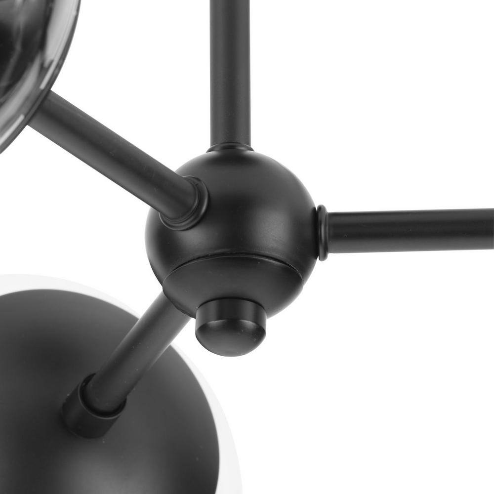 Matte Black Glass Globe 3-Light Flush Mount Ceiling Light