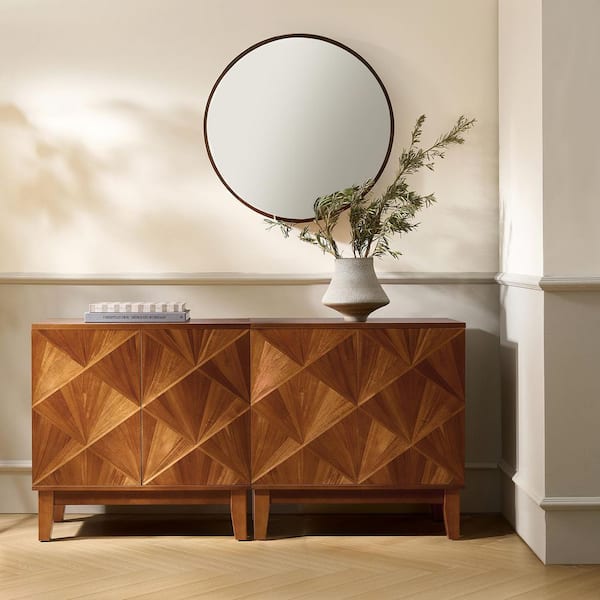 Tecla Walnut 30.5 in. Accent Cabinet with 1-Shelves and Magnetic Push-To-Open Doors (Set of 2)