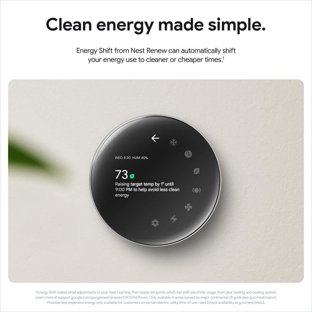Google Nest Black Programmable Learning Thermostat with Temperature Sensor