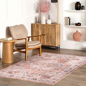 Ama Spill-Proof Machine Washable Rust 9 ft. x 12 ft. Persian Area Rug