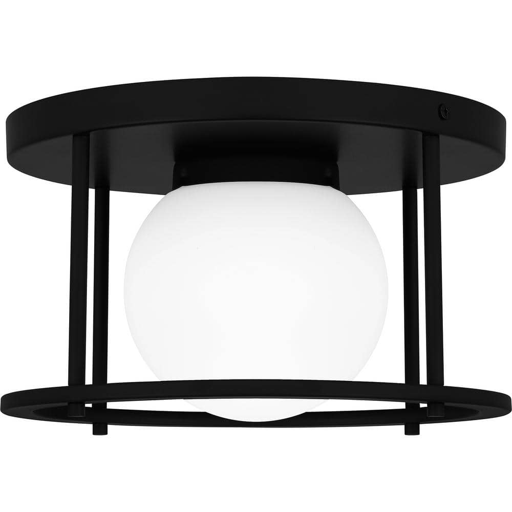 Matte Black Glass 10" Modern Flush Mount Light