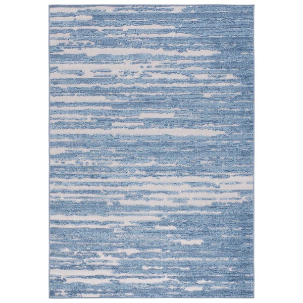 Cabana Blue/Beige 5 ft. x 8 ft. Distressed High-Low Indoor/Outdoor Area Rug