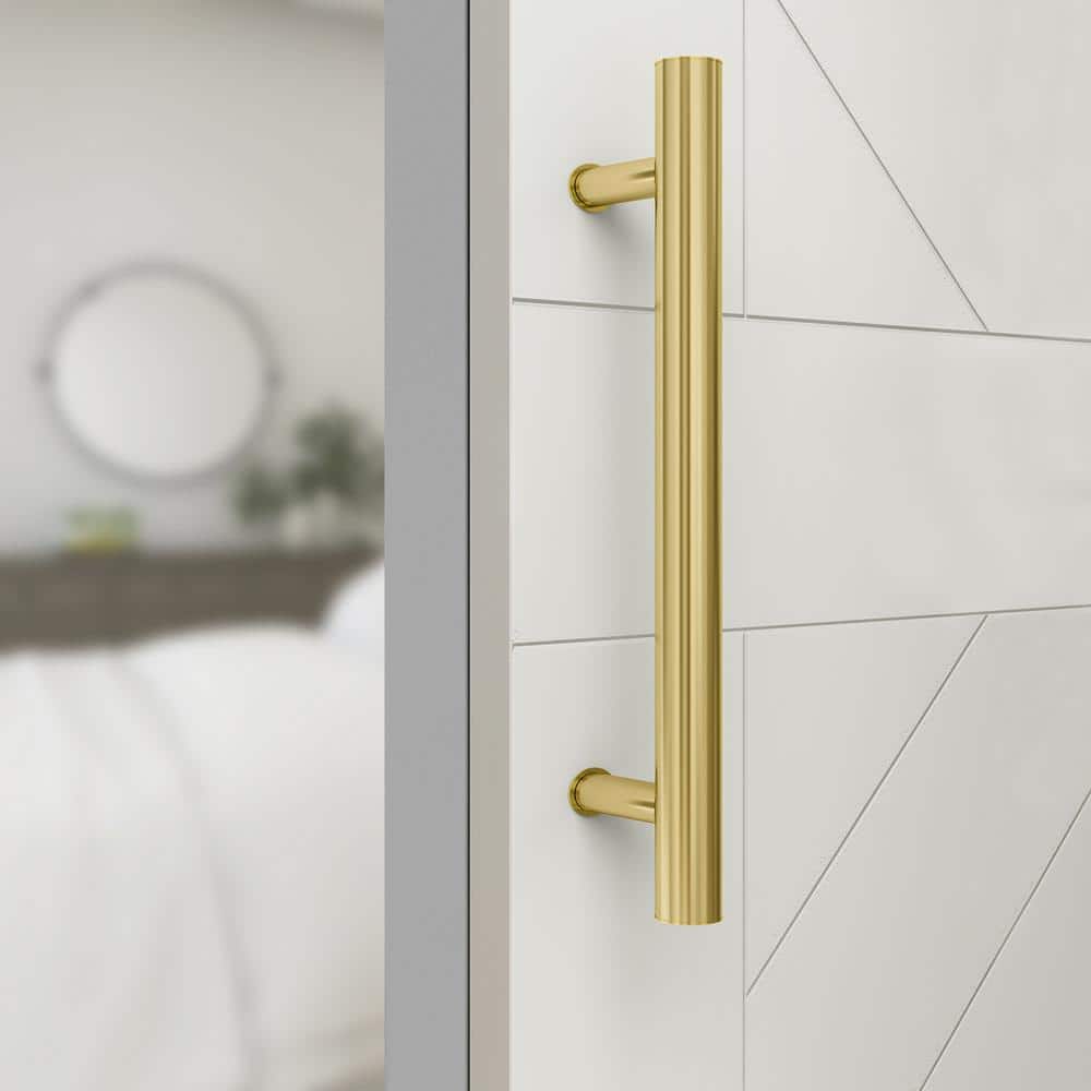 12-Inch Brushed Gold Steel Barn Door Pull Handle