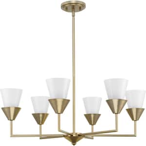 Pinellas 30 in. Contemporary Soft Gold Chandelier with Opal Glass Shades