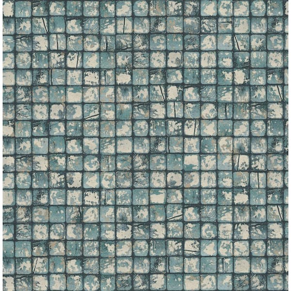 Advantage Kingsley Blue Tiled Textured Non-Pasted Non-Woven Wallpaper Sample