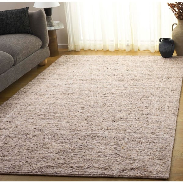 Natura 3 ft. x 5 ft. Beige/Ivory Abstract Grid Distresed Area Rug