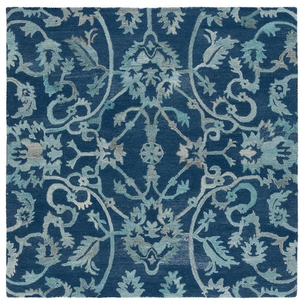 SAFAVIEH Anatolia 6 ft. x 6 ft. Navy Traditional Garden square Area Rug
