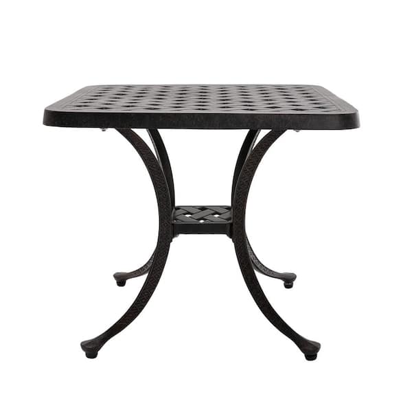 HOTEBIKE Square Aluminum Cast Bronze Frame Outdoor Dining Bistro Table Patio Side Table Black