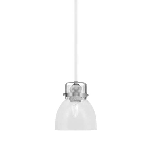 Unbranded Decatur 60-Watt 1-Light White & Nickel Light mini Pendant with 6 in. Clear Bubble Glass Shade, no bulb included