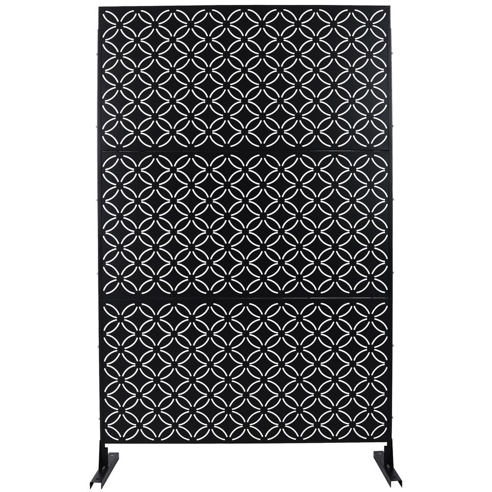 48 in. W x 76 in. H Black Steel Privacy Fence Screen for Garden Fence price history on PriceWatchPro