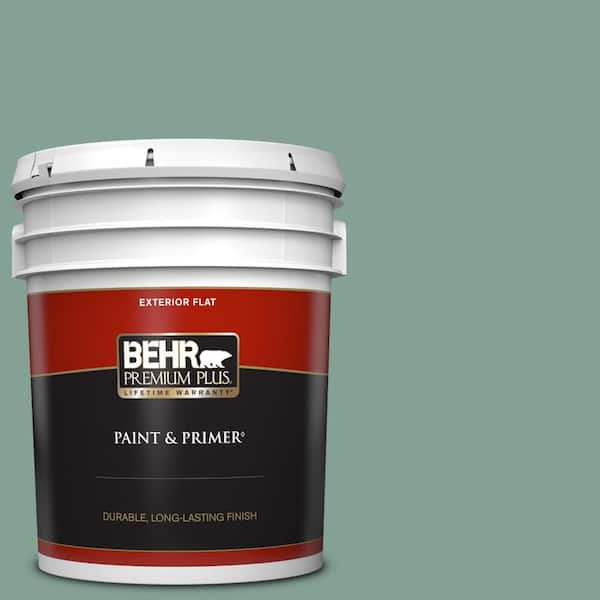 BEHR PREMIUM PLUS 5 gal. #S420-4 Australian Jade Flat Exterior Paint & Primer