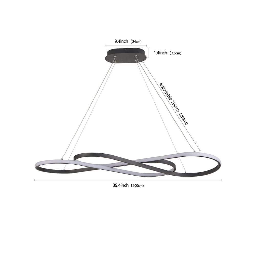Modern 1 light Integrated LED Adjustable Height Black Chandelier for Living