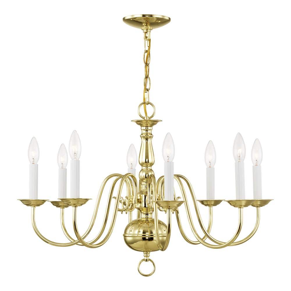 Colonial Elegance 8-Light Polished Brass Chandelier