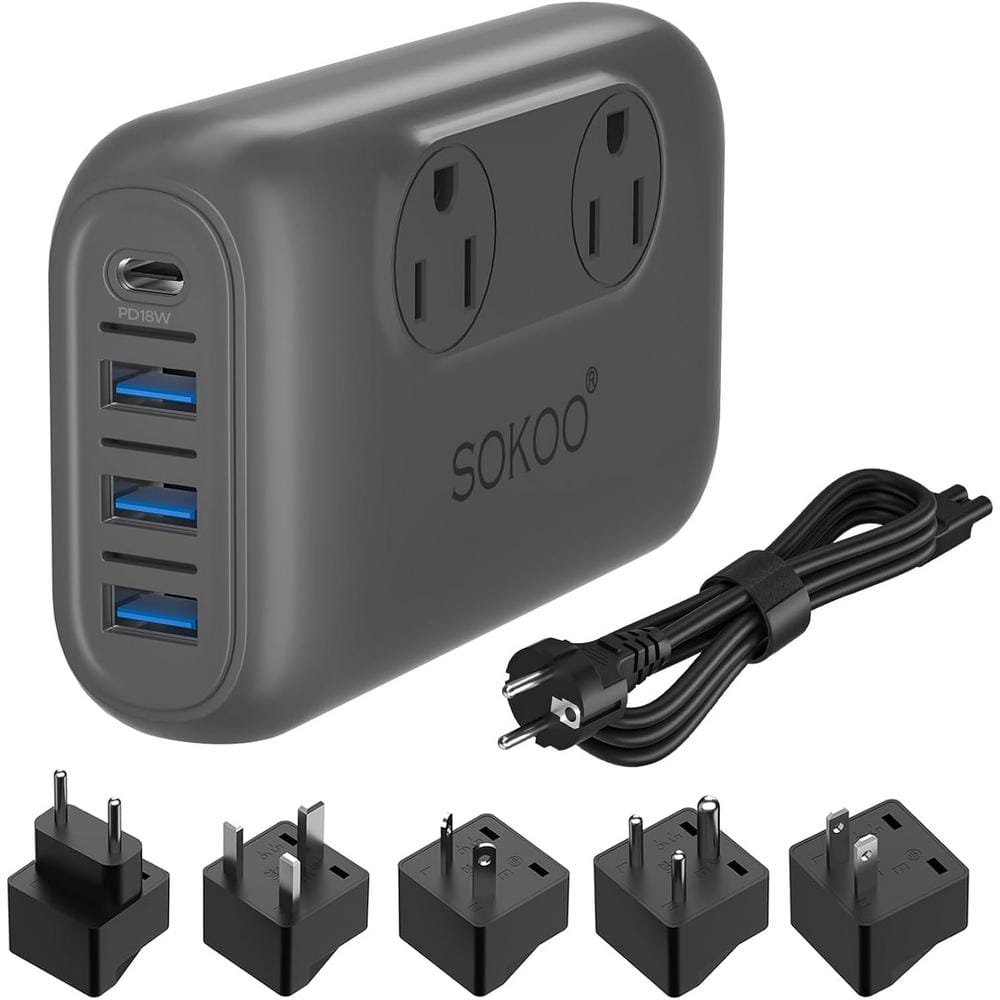 2-Outlet Surge Protector with USB Port, Voltage Converter Travel Adapter 3.0 in Gray price history on PriceWatchPro