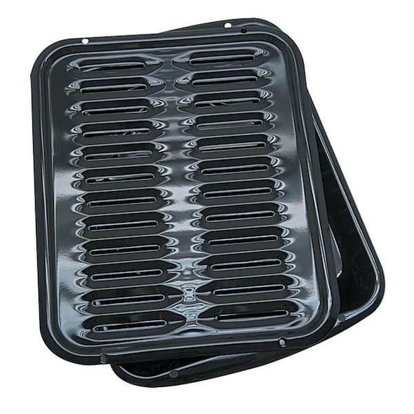 Range Kleen 2-Piece Porcelain Broiler Pan in Black