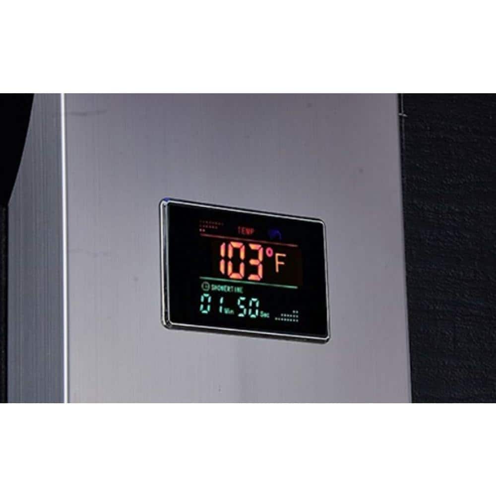 Brushed Nickel LED Shower Panel Tower with Adjustable Jets