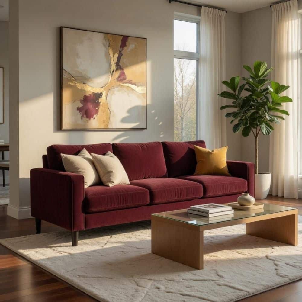 Rumi 76.5 in. Track Arm Fabric Rectangle Foam Fill Sofa 3 Seater price history on PriceWatchPro