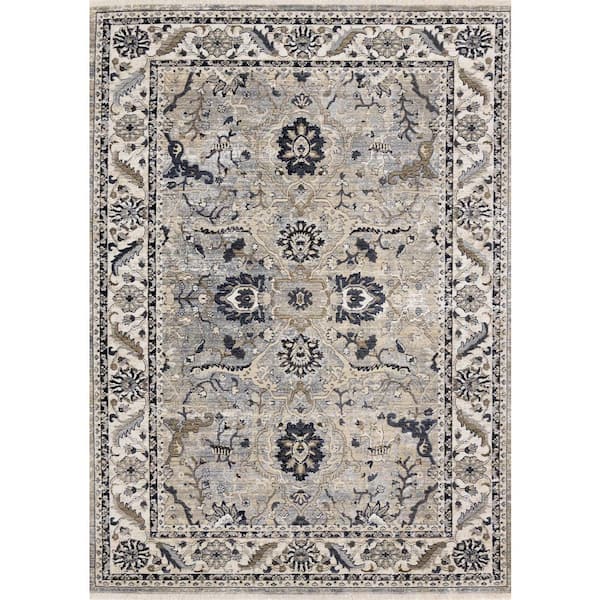 Beige 5 ft. x 8 ft. Woven Medallion Rectangle Indoor Area Rug