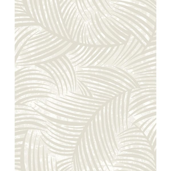 57.5 sq. ft. Oat Milk Zephyra Palms Unpasted Non-Woven Paper Wallpaper Roll