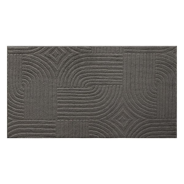 Stone Geo Curve Washable 2 ft. x 3 ft. Charcoal Grey Indoor AreaRug