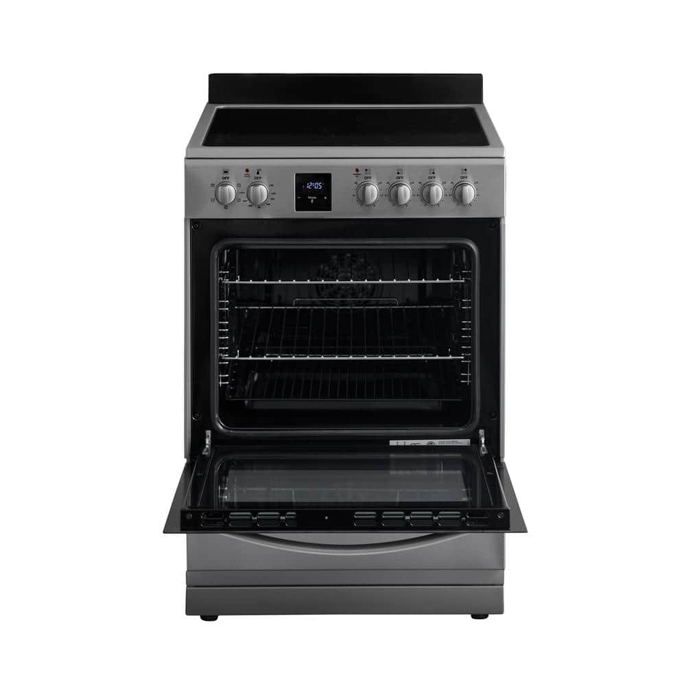 24" Stainless Steel Electric Range with Convection Oven and Glass Top