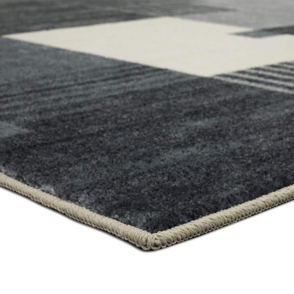 Slate Blue Geometric Tufted Washable Accent Rug 2' 6" x 3' 10"